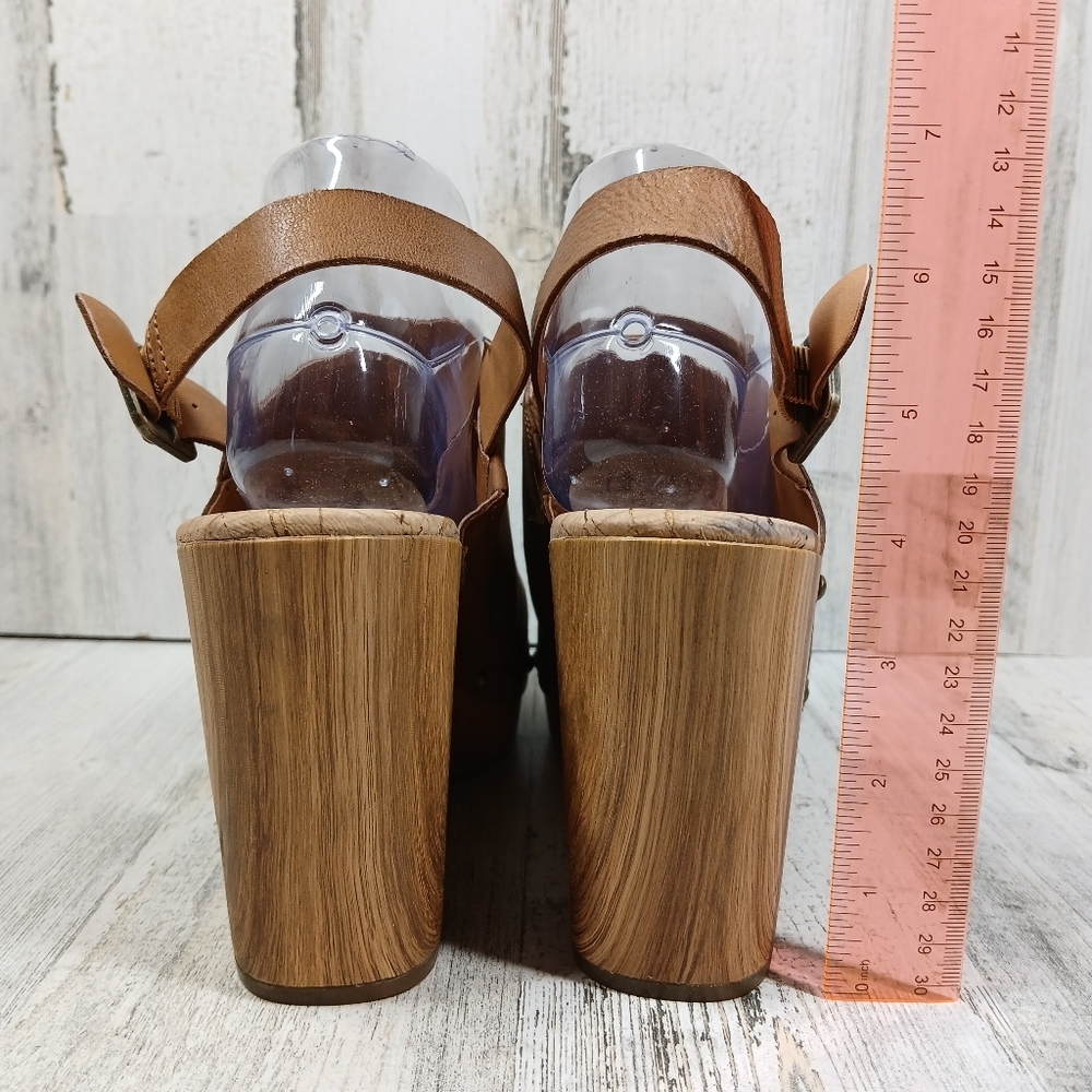 New Kork Ease Darby Brown Leather Studded Slingback Block Heel Clogs #1357 - Picture 8 of 10